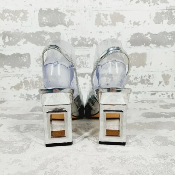 New Katy Perry Women's The Hollow Heel Sling Back Silver Pumps A207 - Picture 5 of 12